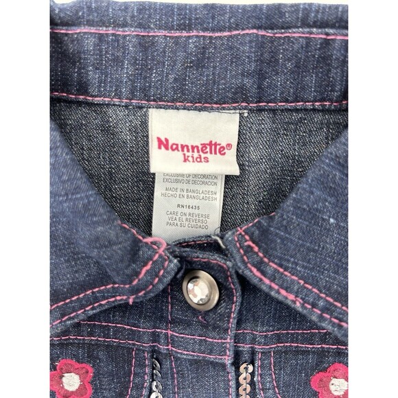 Nannette Kids Floral Embroidered Denim‎ Jacket 3 Piece Set  Girl's 3T - Picture 4 of 16